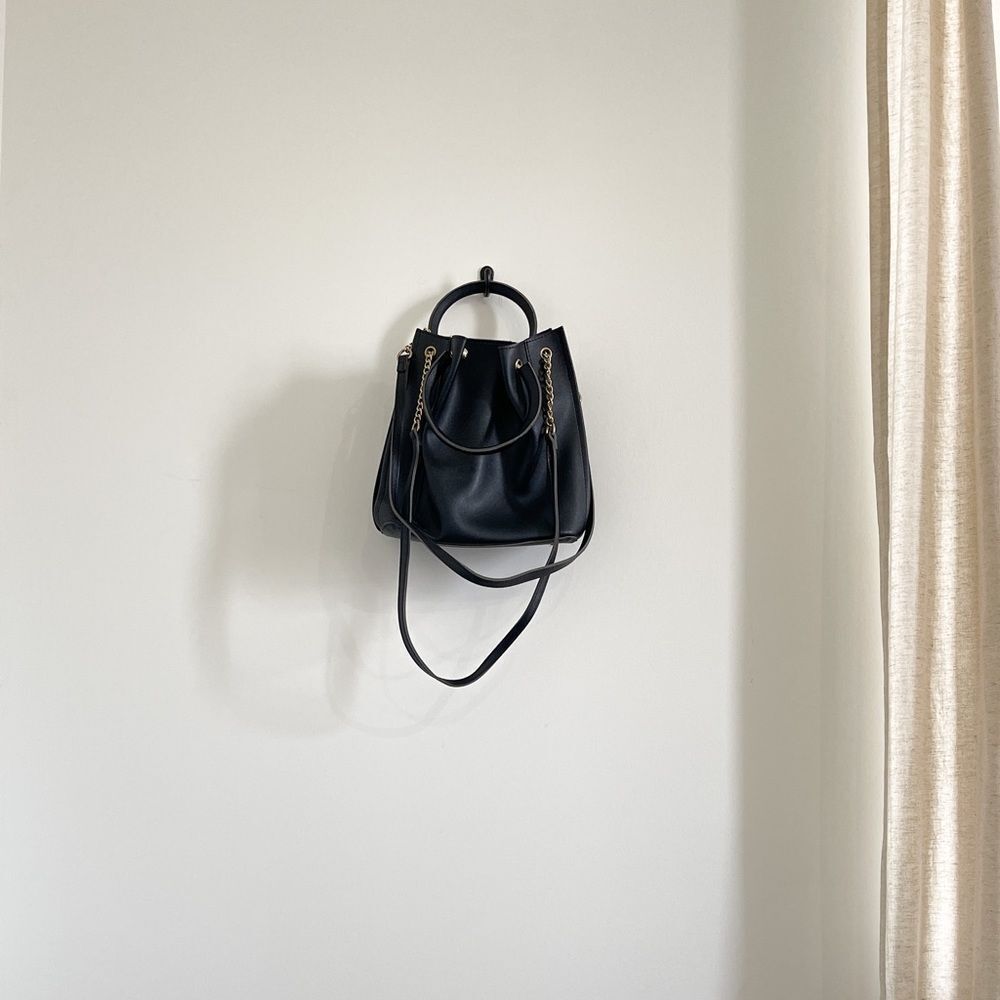Black Faux Leather Bag